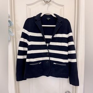 Talbots Navy and White stripped Heavy Cardigan